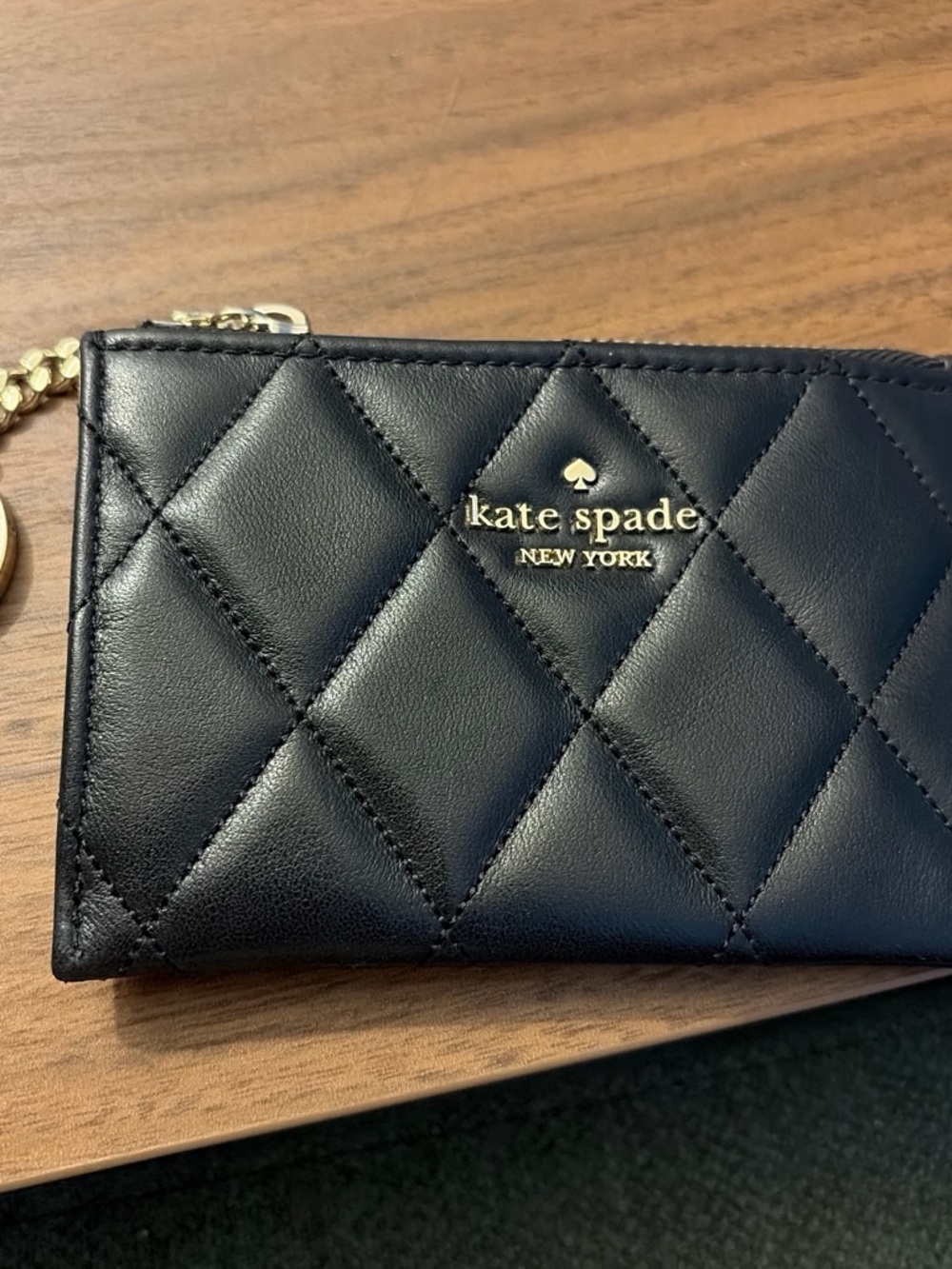 Kate Spade Quilted Key Ring Card Holder Black